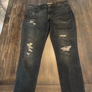 🟠 White House Black Market sequin patch Distressed Denim jeans size 8